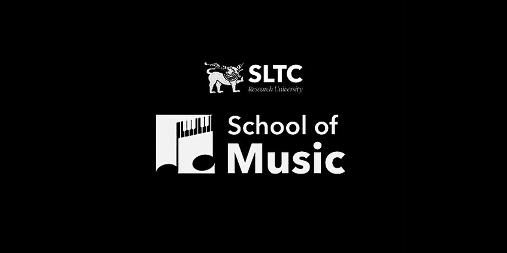 SLTC School of Music logo with piano key motif and university branding